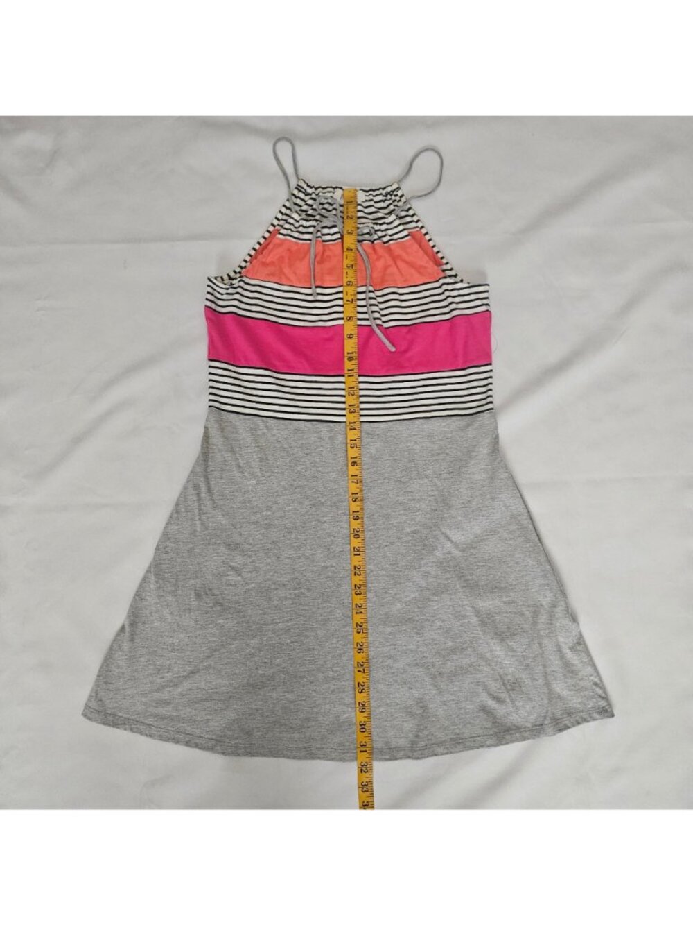 THML Striped Color Block Adjustable Tie Neck Halter Mini Dress Women's Small - Picture 11 of 11